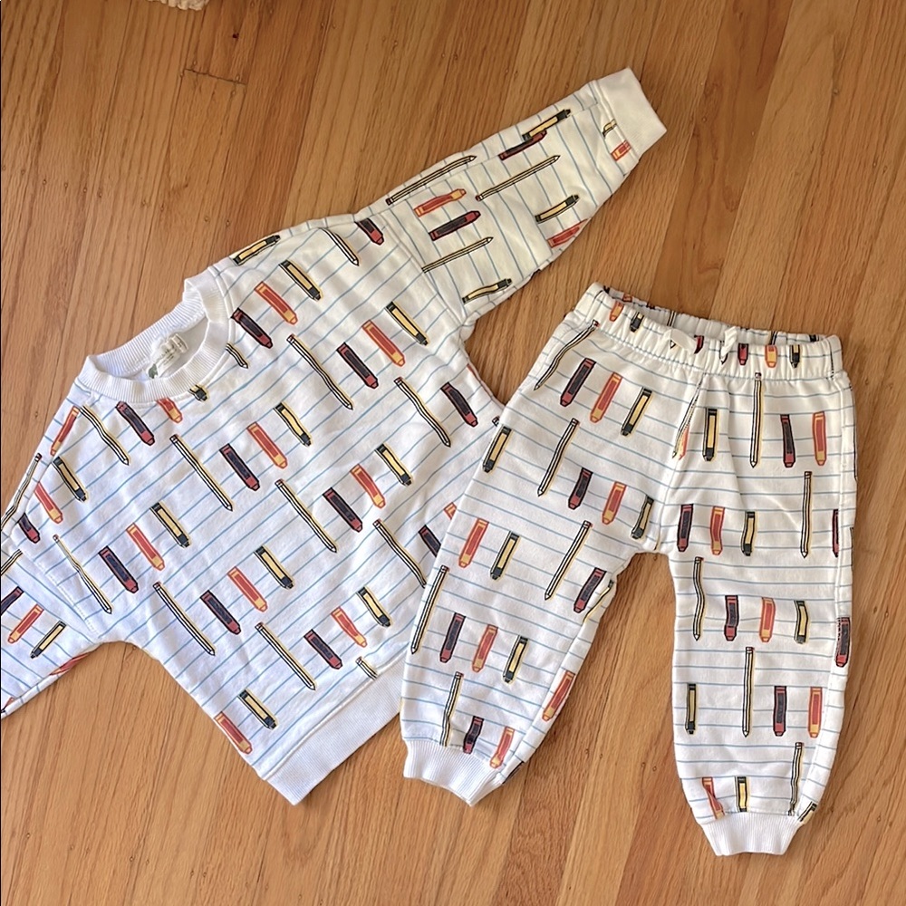 Monica + Andy Pencil & Crayon Print Sweater and Sweatpants Set